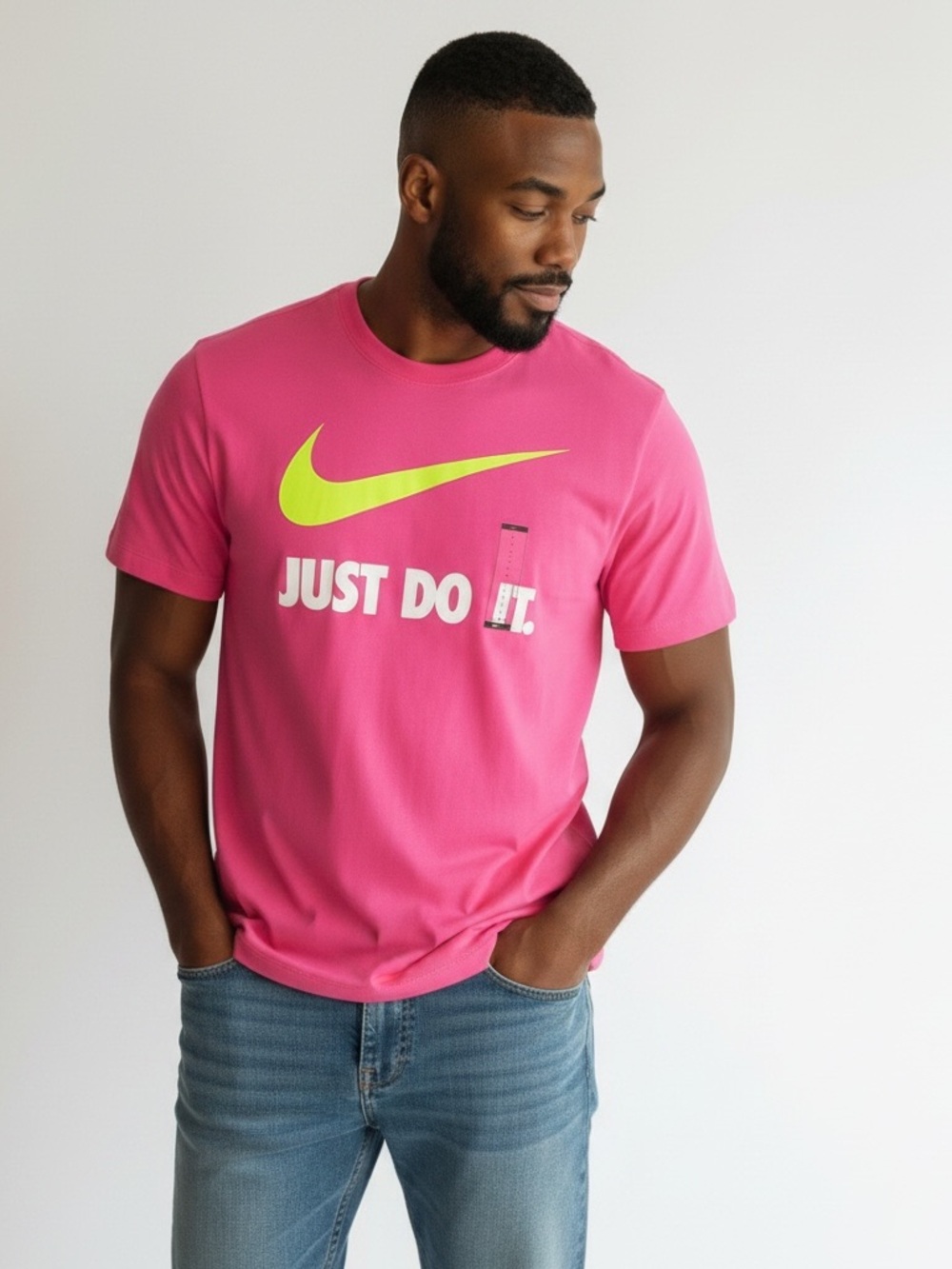 NWT Nike Men’s Large Just Do It Hot Pink Volt Swoosh Graphic T-Shirt